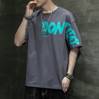 Summer Short Sleeved T shirt Korean Version Ins Printed Pure Cotton Base Shirt Trendy Brand Round Neck Half Sleeved T shirt