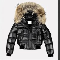 Short Cotton Padded Coat Warm Thickened Zipper Closure Glossy Fur Collar European American Style Winter Outerwear