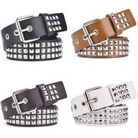 European and American Square Bead Rivet Belt Metal Pyramid Belt Men and Women Cross Border Belt Punk Hardware Jeans Belt
