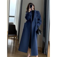 Jmprs Winter Woolen Long Coat Casual Double Breasted Faux Wool Jacket Fall Fashion Korean Clothes