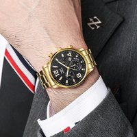 new casual steel band men’s quartz watch sports large dial  three eyes non-mechanical calendar temperament watch