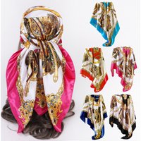 Classic European American Saddle Pattern Silk Scarf Trendy Versatile 90 Cm Square Shawl Imitation Headscarf