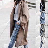 Casual Solid Large Overcoat Wool Coat