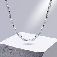 QSZB Mobius Chain Necklaces For Men, 4mm Twisted Bar Links Necklace, Never Fade Sier Color Geometric Boy Collar