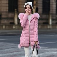 Clothing Cotton padded Jacket Slim Fit Mid length Long sleeved Cotton padded Jacket Hooded Cotton padded Jacket