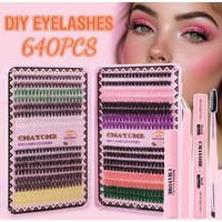 Cross border hot selling color D curve single cluster false eyelashes set 8 16mm DIY segmented grafting thick eyelashes