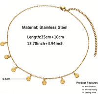 2025 New Arrivals MinaMaMa New Style Gold Color Stainless Steel Tassel Glitter Disc Choker Necklaces For Women Fashion Vintage Collar