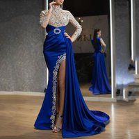 Clothing spring summer gold sprinkled round neck dress sexy splicing evening dress long skirt