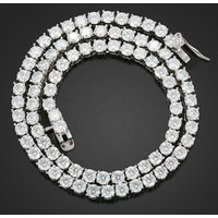 Wholesale Sterling Sier Iced Out 3-5mm DEF Color VVS Moissanite Diamond Necklace Men's Tennis Chain Hiphop Jewelry