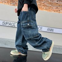 Trendy Straight Leg Kids Jeans Stylish Wide Leg Pants For Big Kids Handsome Boys Spring Autumn Clothing
