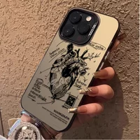 Shockproof Plating Case For IPhone 16 15 14 13 12 11 Pro Max XS X XR 8 7 Plus SE 2020 Personality Heart Model Matte Hard Cover