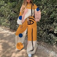 Women's clothing street trend casual loose printed women's sweatshirt suit spring