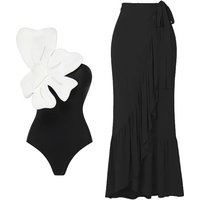 Pearl Flower Shoulder One-Piece Swimsuit For Women - Elegant European & American Style Swimwear