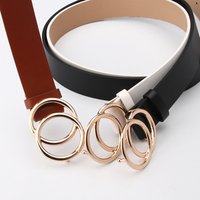 Belts double ring belt round buckle alloy snap belt student simple trouser belt sweater coat decorative belt