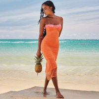 European American lace tube top dress fashionable hottie holiday style suspender backless long skirt