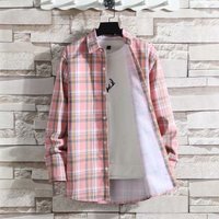 Men's Plush Flannel Shirt – Vintage Checkered & Fleece-Lined Long Sleeve (20+ Colors) – Unisex Oversized Streetwear For Fall/Winter