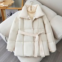 Clothing Winter Mid Length winter coats Cotton Jacket Internet Celebrity Loose Thickened Waist Slim Cotton Jacket