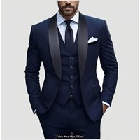  Business Casual 3 Piece Suit Set – Slim Fit Wedding Groom & Office Blazer Vest & Trousers Modern Stretch Fabric All Day Comfort