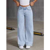 High Waisted Straight Leg Jeans Sweet & Spicy Style Casual Denim Pants 