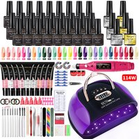 Nail Set Acrylic Nail Kit for Nail Extension Gel Nail Polish Set Quick Building Poly UV Gel Set With LED Nail Lamp Nail Tool Set