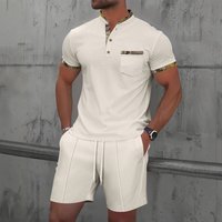 Clothing Independent Station Summer Hot Sale Waffle Stand Collar Matching Short Sleeved Shorts Casual Suit