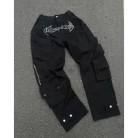 Jeans Y2K Haruku Hip Hop Retro Black Multi Pocket Cargo Pants Man Punk Gothic Baggy Wide Leg Trousers Streetwear