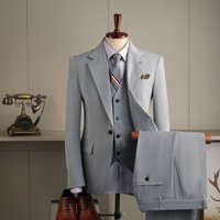 Slim Fit Wedding Suit Set Groom & Groomsmen Formal Blazer + Dress Pants Business Suit Adjustable Waist