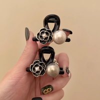 Classic White Camellia Flower Hair Clip Bangs Forehead Hair Princess Hairpin