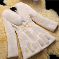 Women Fur Coat For Women Autumn And Winter Mid-length Fox Fur Collar Waist Slimming Plush Coat