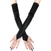 Unisex Vintage satin hook finger gloves Long nylon sexy wedding gloves cos Show performance etiquette gloves