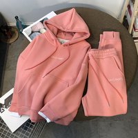 Women's Clothing Autumn And Winter Thickened Plus Velvet Loose Hooded Sweatshirt Women's Leggings Suit Sports Leisure Two Piece Suit Women