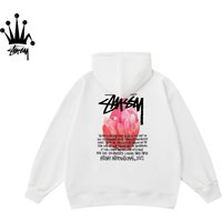 STUSSY Crystal Mineral Pattern Printed Hooded Sweatshirt Made Pure Cotton Fabric