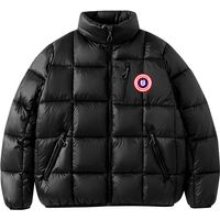 US Map Emblem Puffer Jacket Cropped Streetwear Coat Detachable Badge Oversized Fit