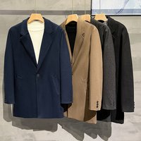 Men’s Korean-Style Wool Blend Suit Jacket – Autumn & Winter Casual Blazer, Slim Fit, Office & Smart Casual (Black/Grey/Brown/Blue/Khaki, S-4XL)