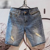 Men's Slim Fit Straight Leg Denim Shorts Trendy Korean Style Casual Pants For Younger Men Popular Instagram Style Five Point