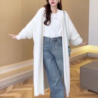 Soft & Cozy Knit Cardigan Sweater For Women – Oversized Long Open Front Coat With Luxe Faux Mink Texture, Loose Fit & Elegant V-Neck