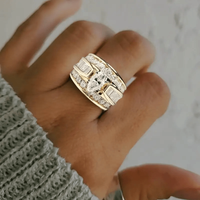 Delicately Set Halo Ring Cut Synthetic Synthetic Zirconia Plated 14K Golden Elegant Anniversary Engagement Wedding Ring