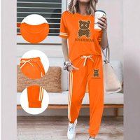 Spring Summer Two Piece Set round Neck Short Sleeve High Waist Pants Side Pocket Casual Comfortable Fit