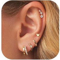 Brass Real Plating Hot Selling Across Fashionable Zircon Inlaid Light Luxury Style Five Piece Earring Set
