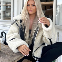 Clothing autumn winter lamb wool coat motorcycle fur all one motorcycle thickened jacket