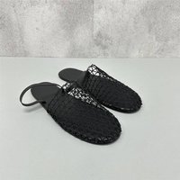 Women’s Shoes Woven Mesh Hollow Outer Wear Beach Hole Shoes Women's French One Strap Closed Toe Half Slippers