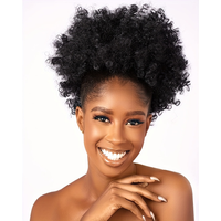 Synthetic 8Inch Big Afro Puff Drawstring Ponytail Extensions Kinky Curly Hair Bun Ponytail Wigs Daily Use