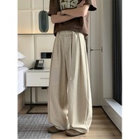 Old Money Style Cleanfit Solid Drapey Trousers Trendy Loose High end Wide leg Casual Pants