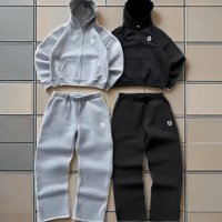 Embroidered Zipper Sweatpants Suit Casual Trousers Suit High Street Rap Street US Size Men's And Women's Sweatpants Suit