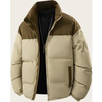 Winter Corduroy Padded Jacket Thickened Loose Fit Stand Collar Coat &