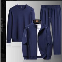 Men's Casual Winter Outfit Set – Long Sleeve Hoodie & Jogger Pants 2/3-Piece Sweatsuit (Black, Grey, Blue) – Plus Size M To 8XL For Men & Women
