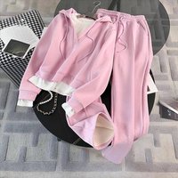 Clothing Autumn Winter Style Age Reducing Slimming Fashionable Leisure Sports Plus Velvet Sweater Wide Leg Pants Suit