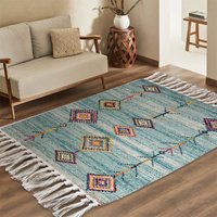 Simple Geometric Pattern Dustproof Easy To Care Woven Carpet Ethnic Style Homestay Decorative Floor Mat