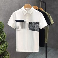  Contrast Polo Shirt – Slim Fit Short Sleeve Collared T Shirt Trendy Patchwork Design 