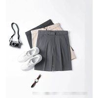 Men's Slim-Fit Solid Color Dress Shorts, Straight Leg Casual Office Trousers For Summer